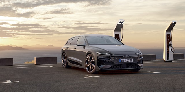 Der Audi A6 Avant e-tron in Front-Seitenansicht