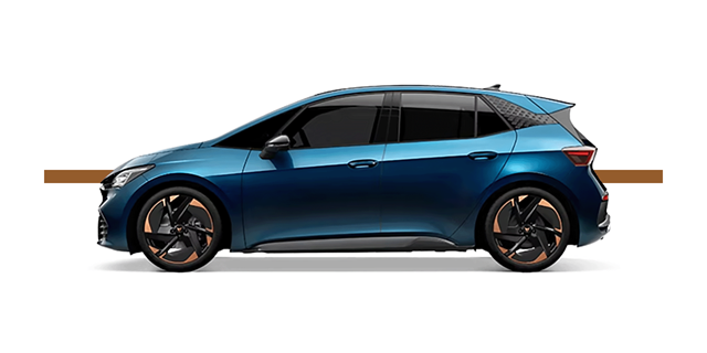 Modellfreisteller des CUPRA Born in Seitenansicht 