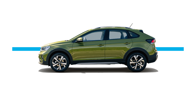 Modellfreisteller des Volkswagen Taigo in Seitenansicht