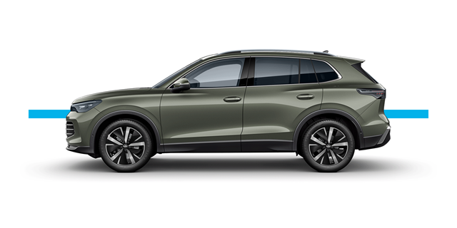 Modellfreisteller des Volkswagen Tiguan in Seitenansicht