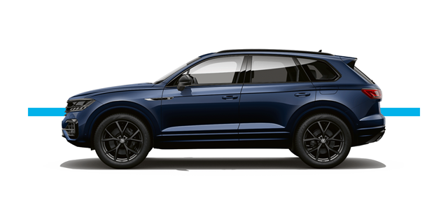 Modellfreisteller des Volkswagen Touareg in Seitenansicht